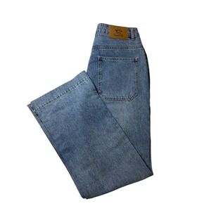VaugeVilla Size XL Wide/Straight Leg Jeans Light Wash High Rise Denim Y2K Baggy